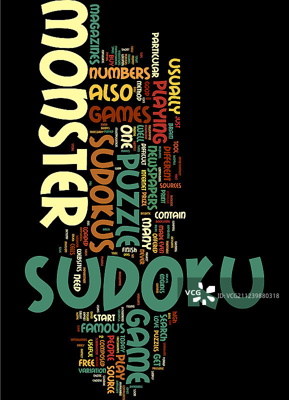 怪物数独文字背景词云概念图片素材