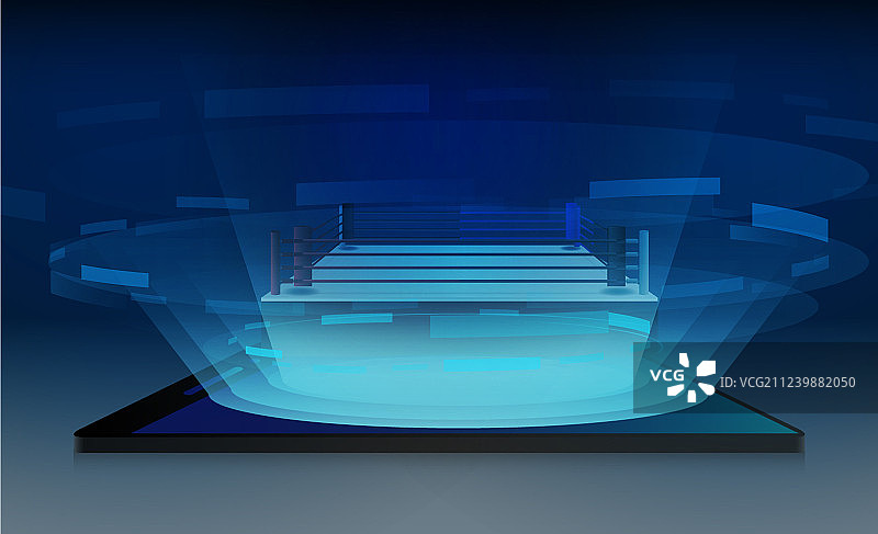 拳击擂台和泛光灯设计的电话图片素材