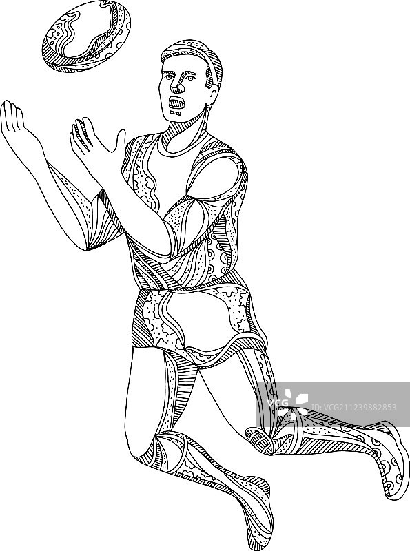 澳式足球运动员跳跃涂鸦图片素材