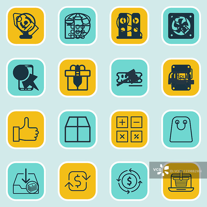 16个电商金融图标合集图片素材