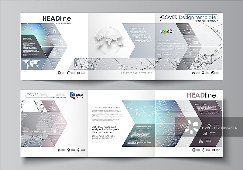 三折正方形的业务模板集图片素材