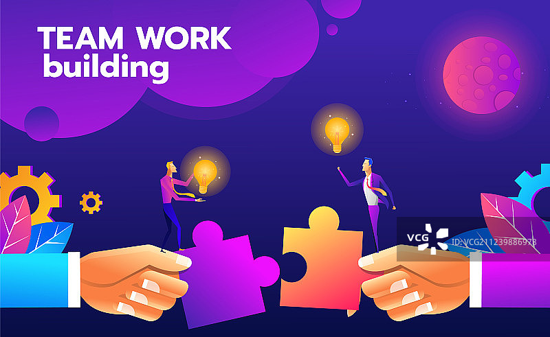 团队合作拼图创意概念图片素材