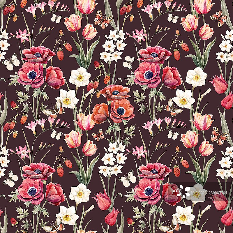 水彩花卉图案图片素材