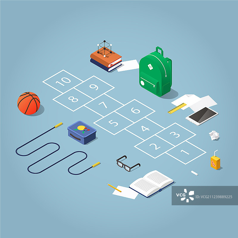 学校假期2.5D图片素材