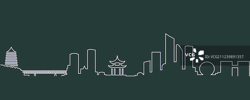 杭州单线天际线图片素材