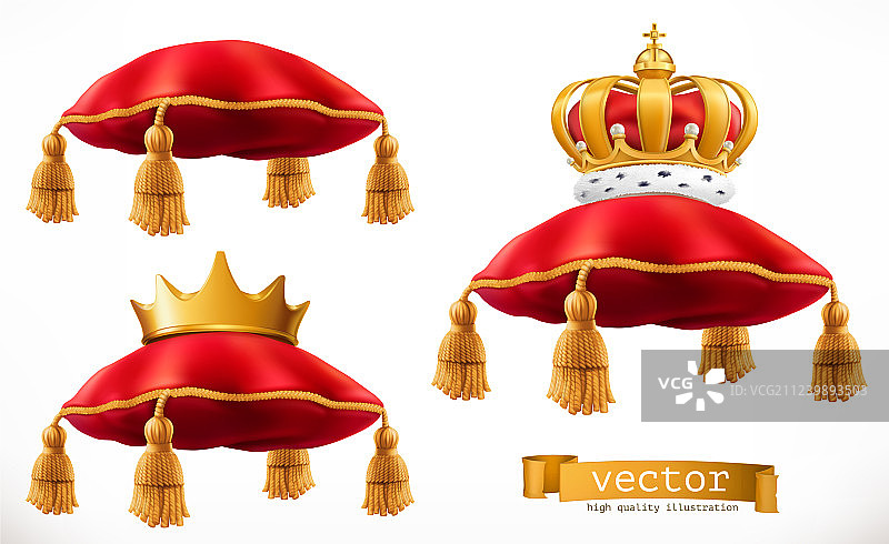 枕头和皇冠3D图标集图片素材