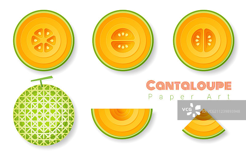 纸艺风格的哈密瓜合集图片素材