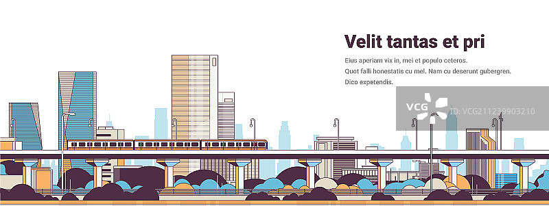 城市全景高架地铁列车图片素材