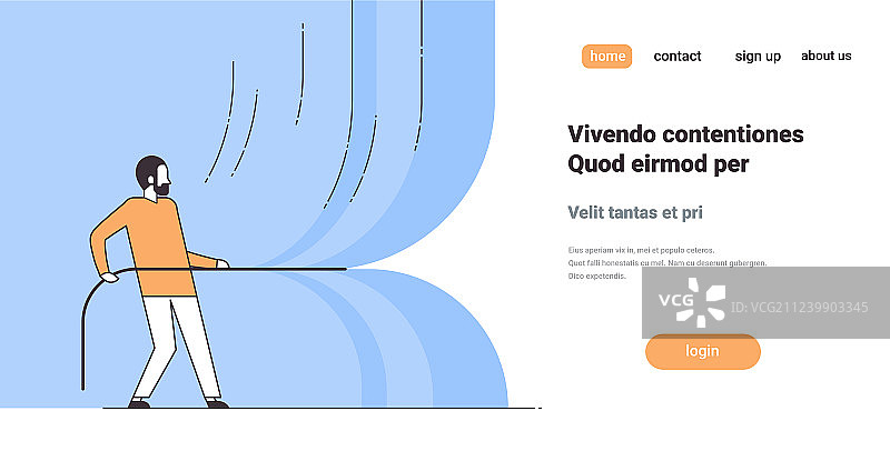 男人拉绳开启盛大仪式图片素材