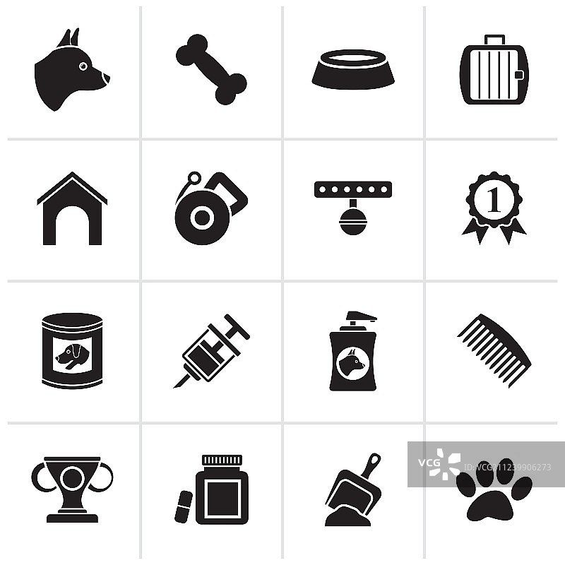 黑狗与犬类学图标图片素材