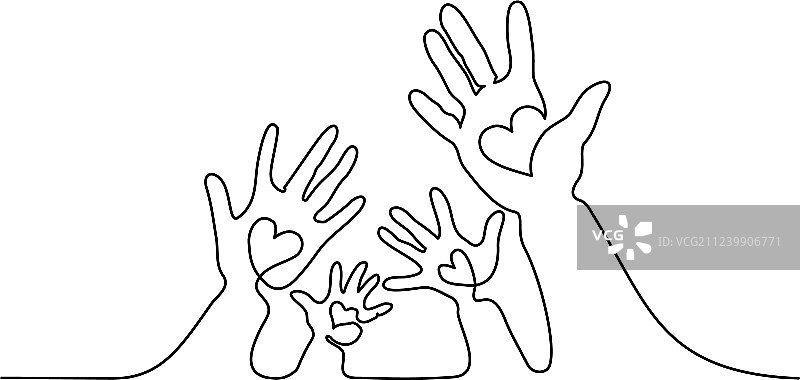 抽象家庭手部线条爱心图片素材