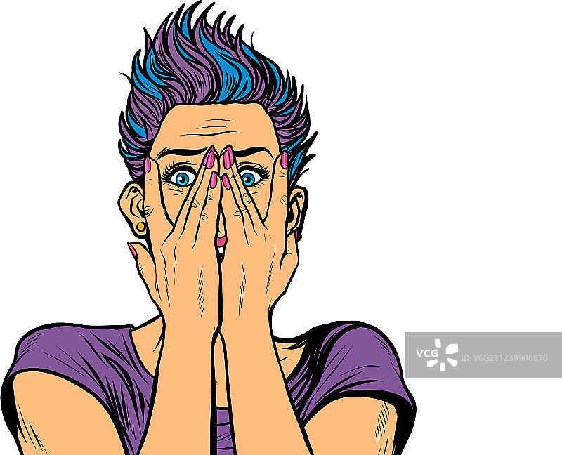 惊讶的女人用手捂住脸图片素材
