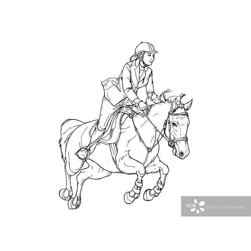 女骑手-跳马轮廓黑色图片素材