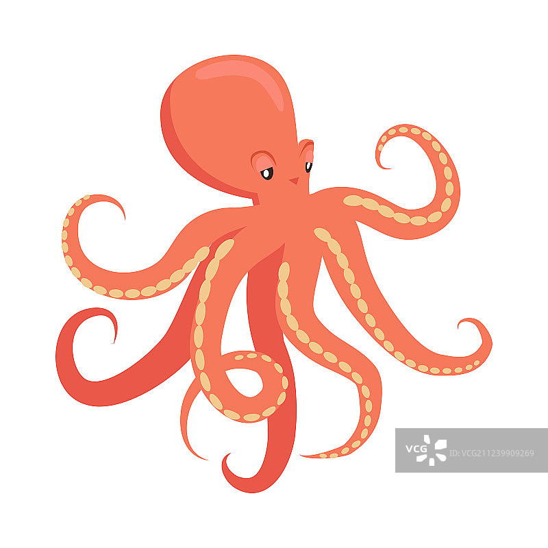 红色章鱼卡通扁平图片素材