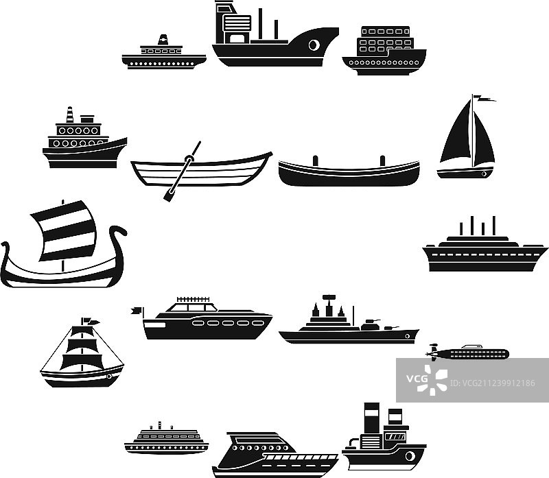 海洋运输图标简约风格图片素材