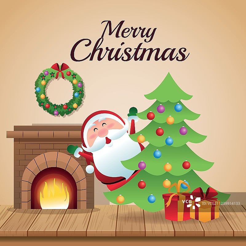 圣诞季卡通圣诞老人设计图片素材