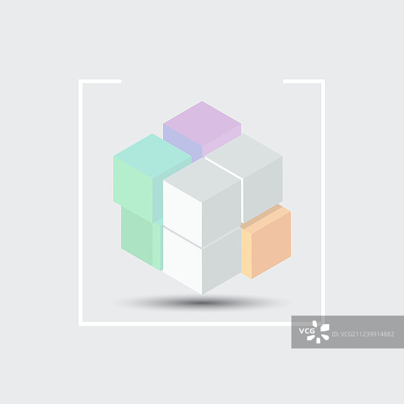 灰色背景上的3D立方体设计元素图片素材