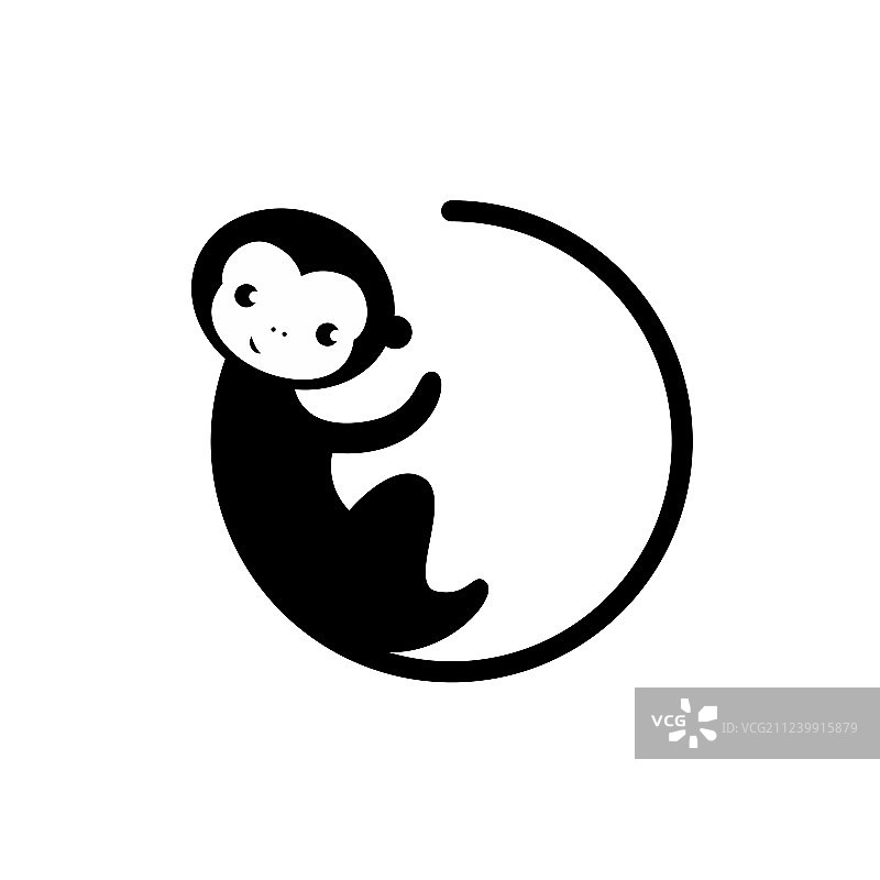 猴子剪影圆形图案图片素材