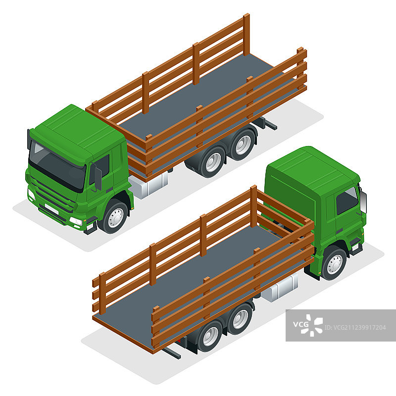 2.5D平板卡车模型（白色背景）图片素材