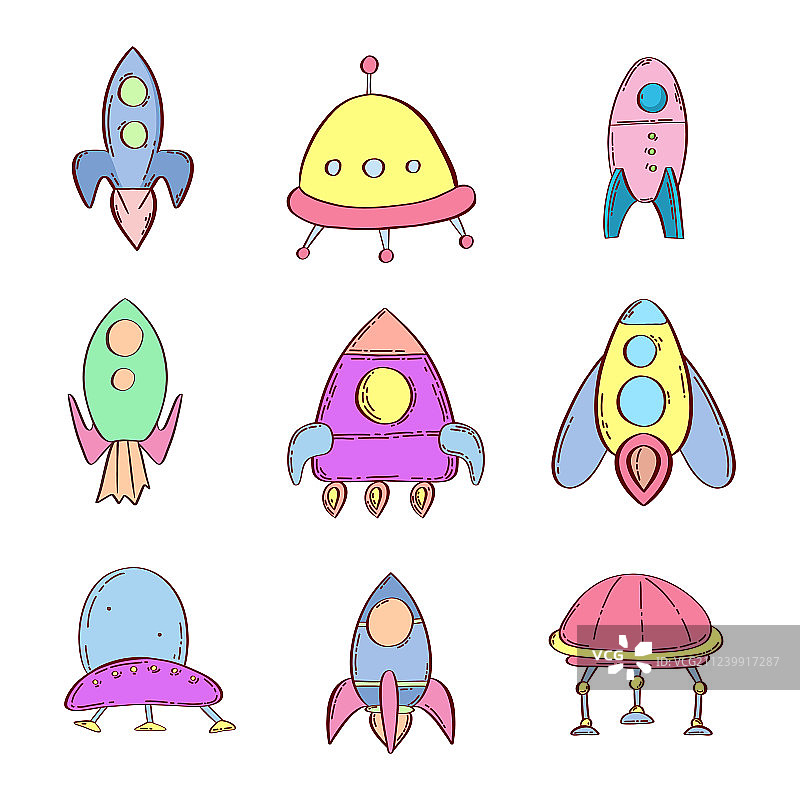 卡通太空图标集图片素材