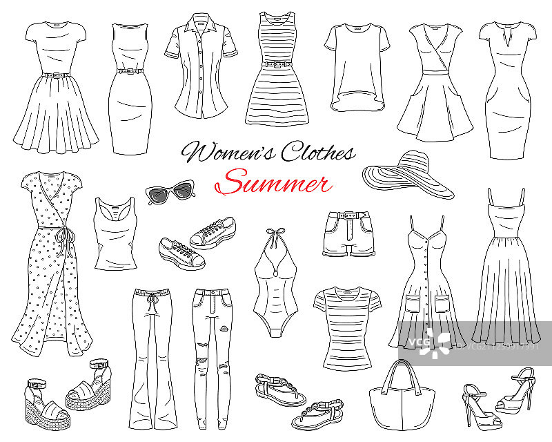 女士服装系列草图图片素材