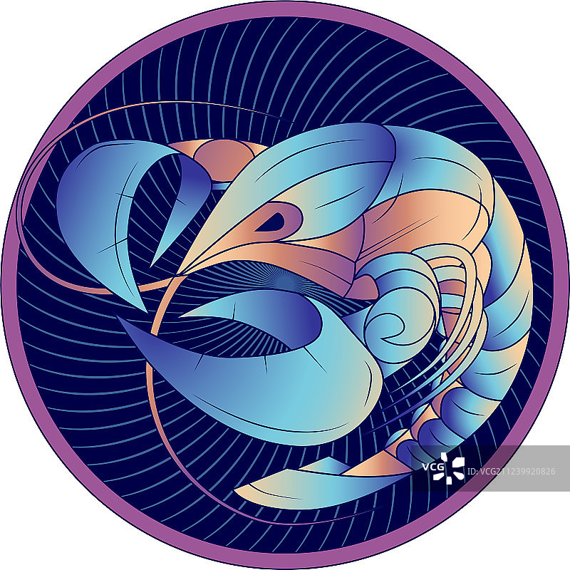 蓝色巨蟹座星座符号图片素材