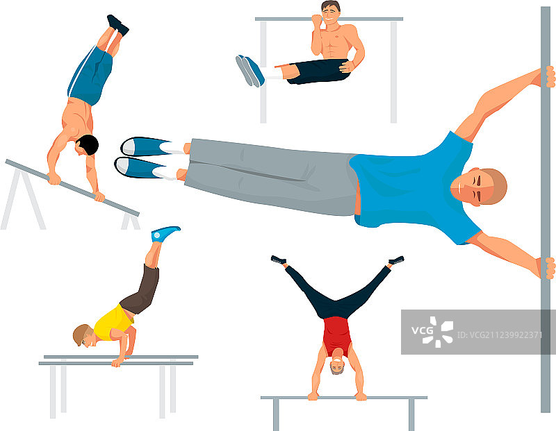 单杠引体向上健壮男子健身房图片素材