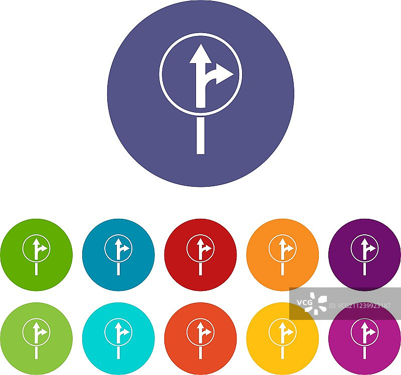 直行或右转道路标志图标图片素材