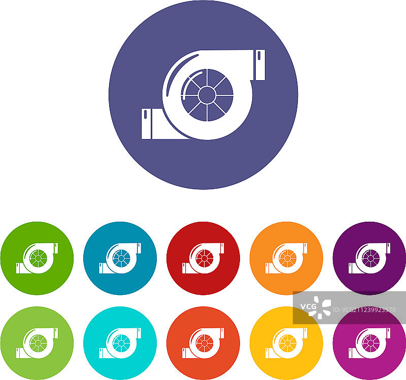 彩色空气滤清器图标集图片素材