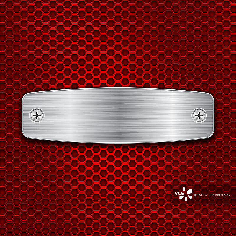 红色穿孔背景上的金属拉丝板图片素材