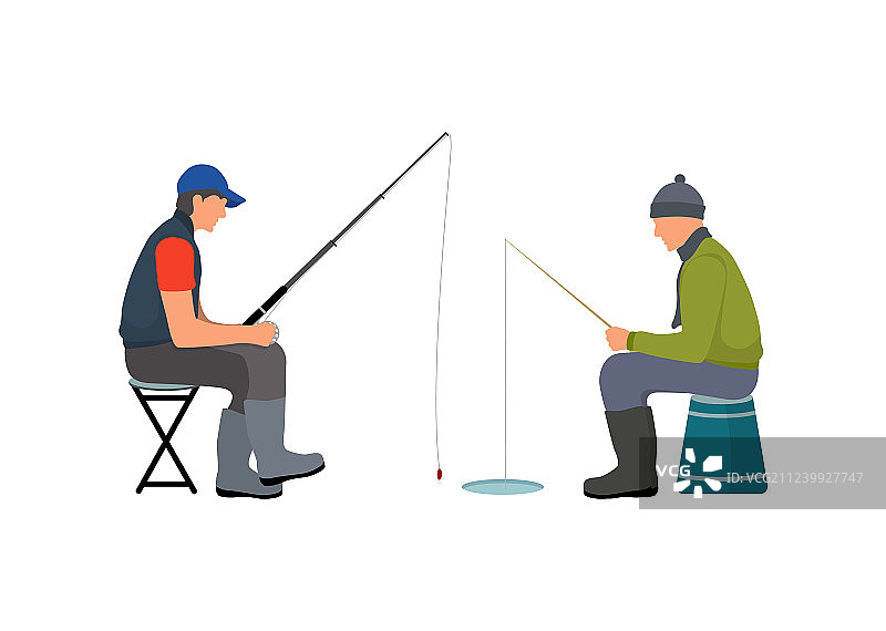 坐在凳子上的渔民图片素材