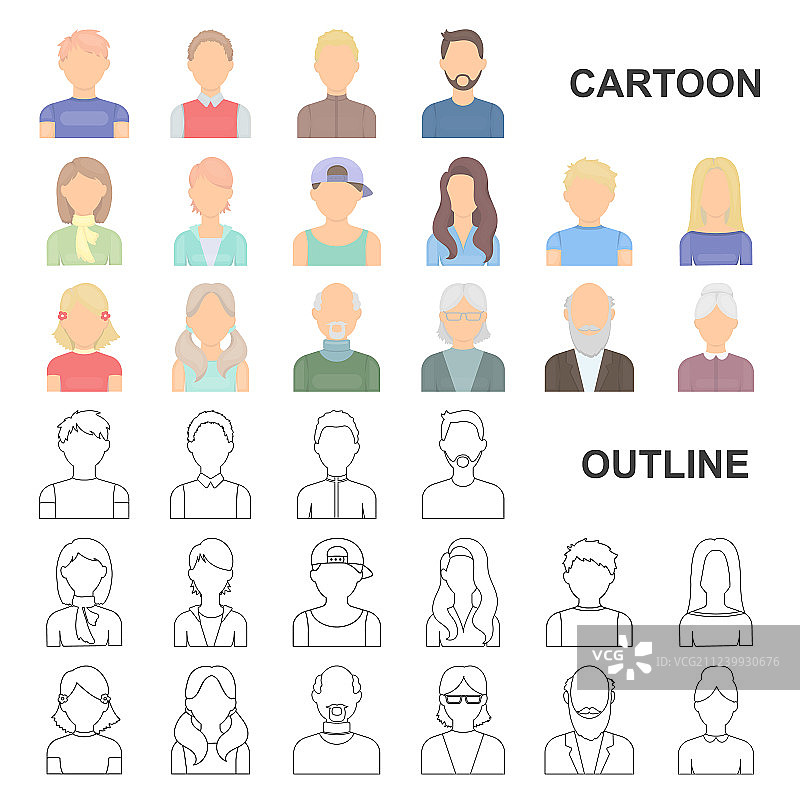 头像和面部卡通图标合集图片素材