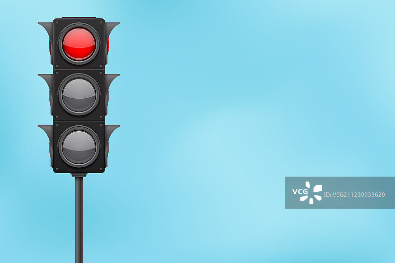 蓝天下的红色交通信号灯图片素材