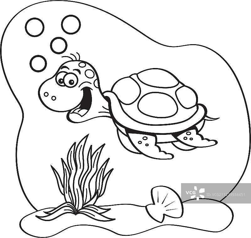 卡通海龟在水下游泳图片素材