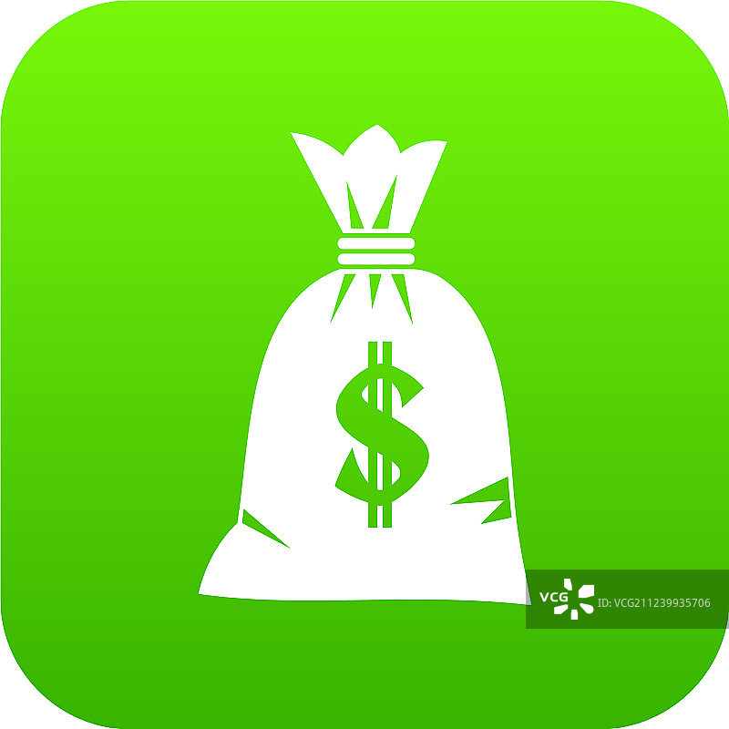 绿色数码钱袋图标图片素材