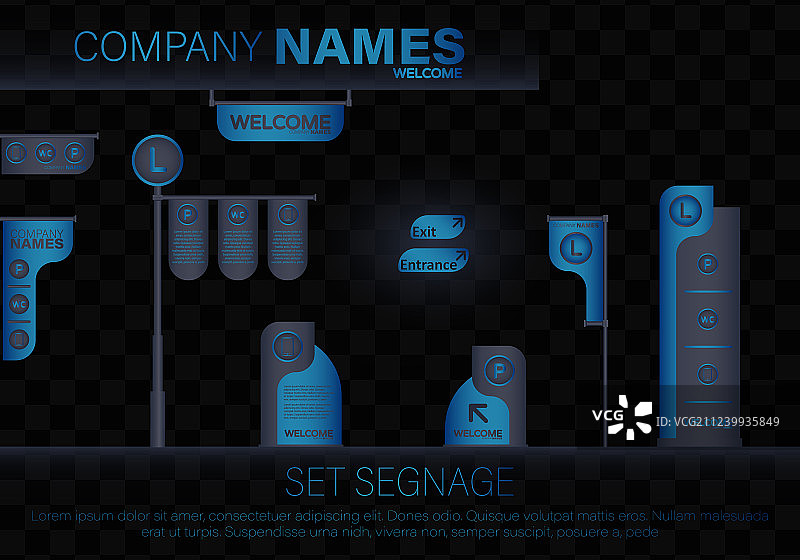 外部和内部标牌概念图片素材