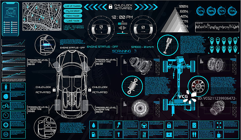 HUD虚拟界面风格的汽车服务图片素材