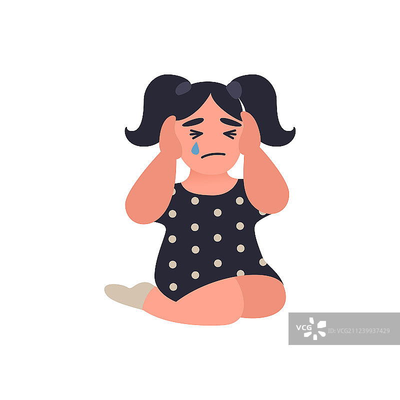 小女孩捂住耳朵不听争吵图片素材