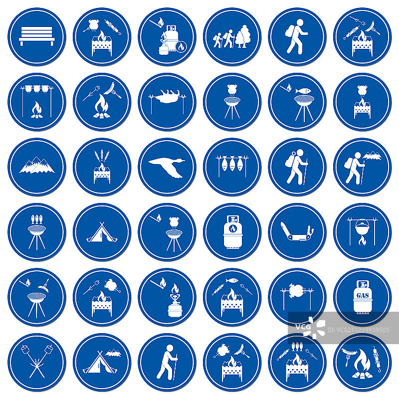 一套旅行和露营设备图标图片素材