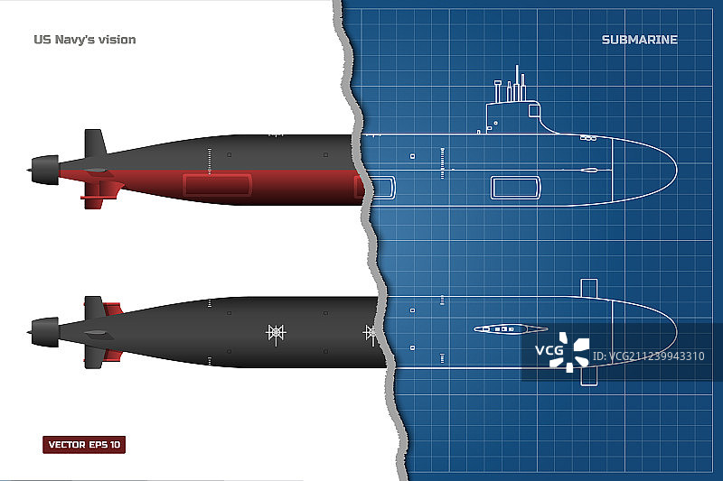 潜艇军舰蓝图图片素材