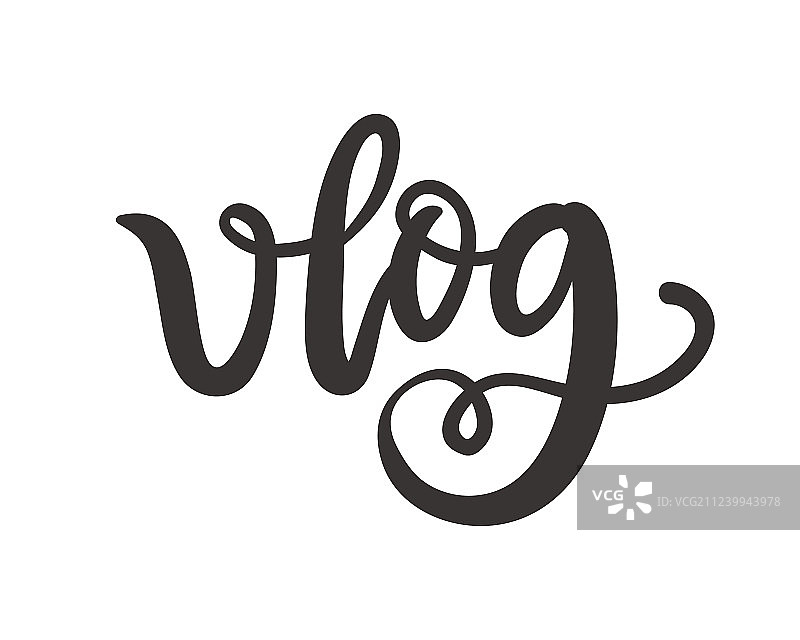 Vlog书法，白色背景上隔离图片素材
