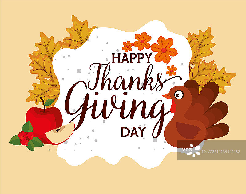 快乐感恩节火鸡贺卡图片素材