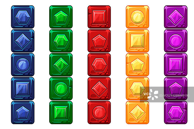 UI多色宝石按钮图片素材