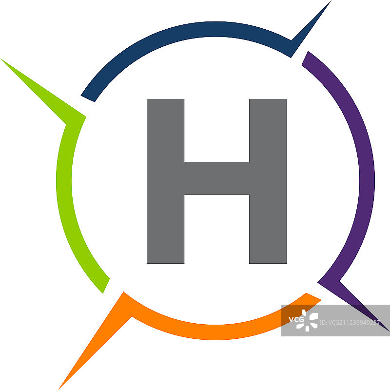 协同解决方案流程字母H图片素材