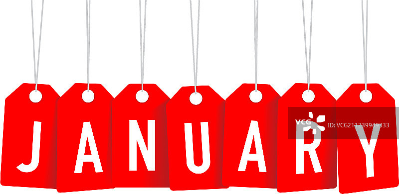 红色一月标签图片素材