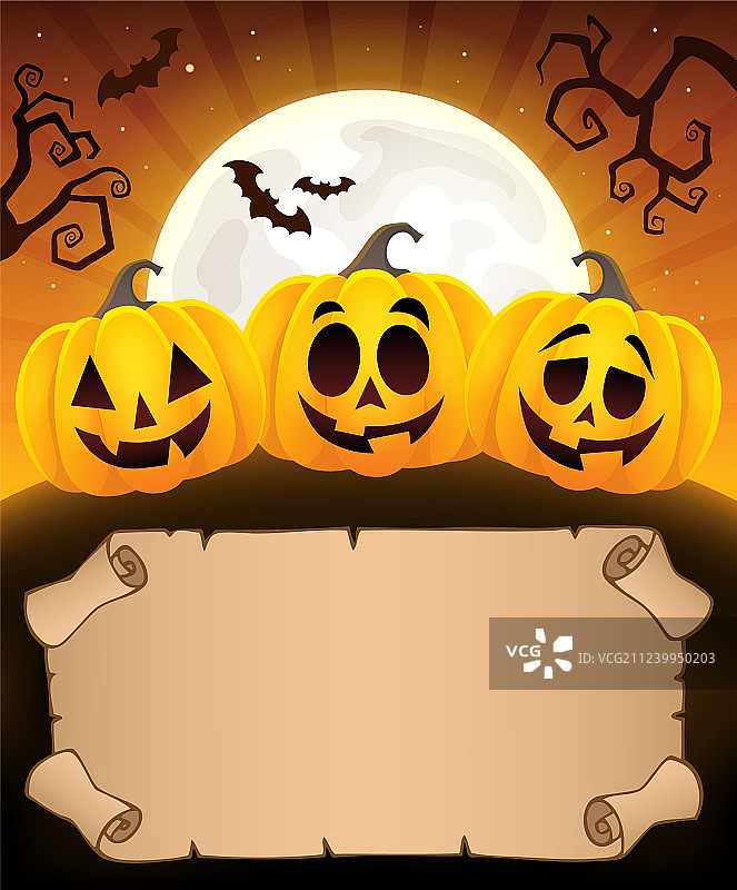 小羊皮纸和万圣节南瓜图片素材