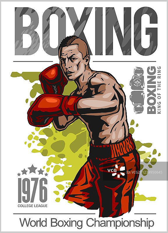 白色背景拳击手冠军海报图片素材