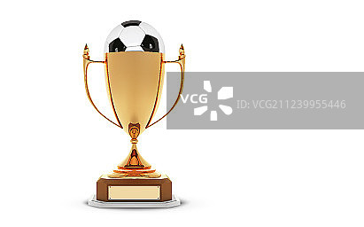 内部有金球的逼真金色奖杯图片素材