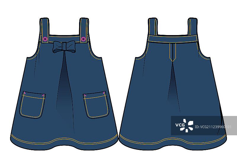 连衣裙正面和背面视图图片素材