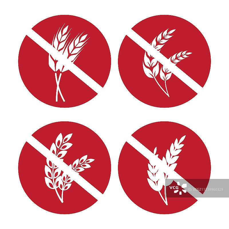含小麦和黑麦穗的无麸质图标集图片素材